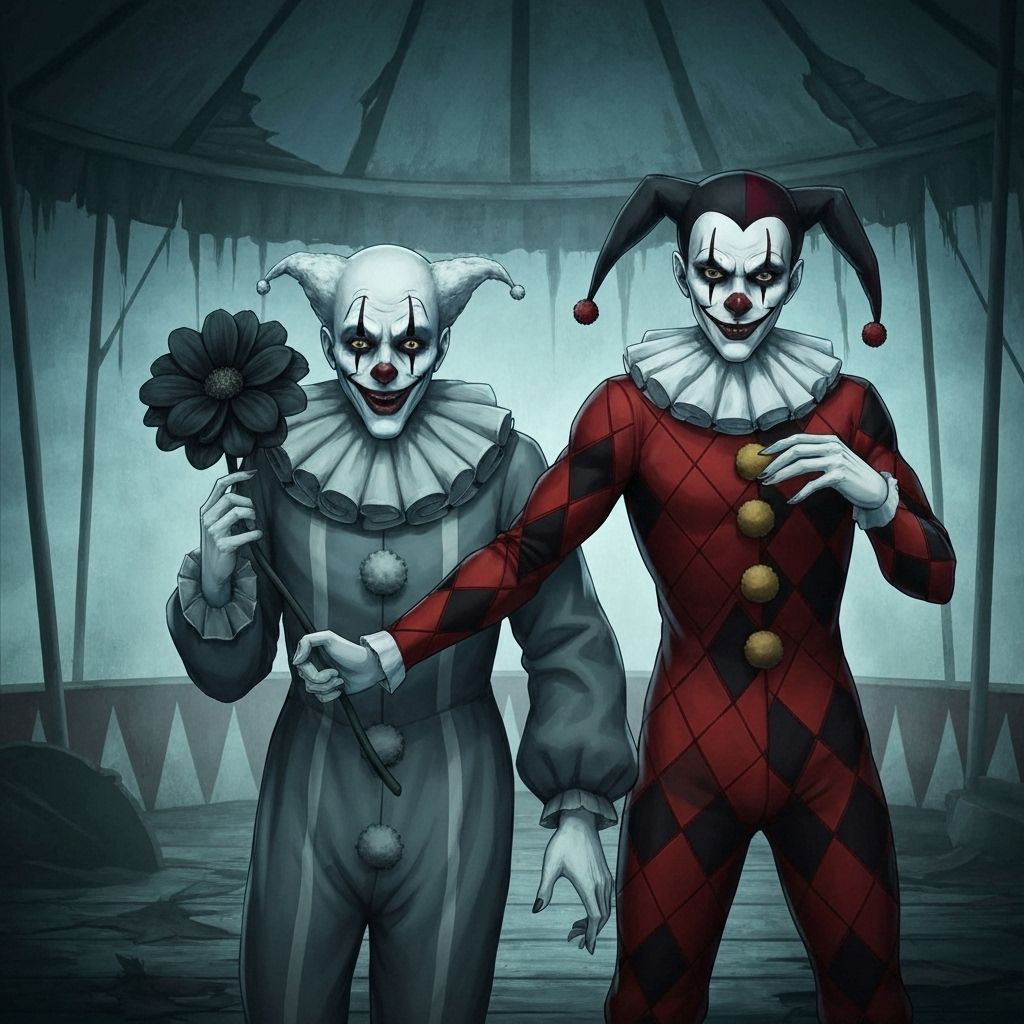 Pierrot and Harlequin - The two sinister circus performers from The Freak Circus visual novel